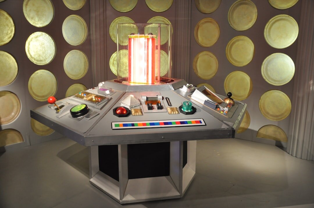 Television news studio anchor desk